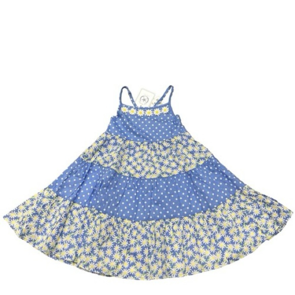 EUC. Girls 7. The Prairie by Rachel Ashwell Tiered Daisy Polka Dot Sundress